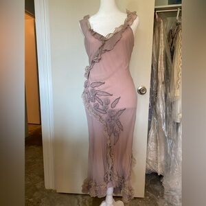 Vintage Lilac/lavender silk chiffon flower fairy dress size 6
